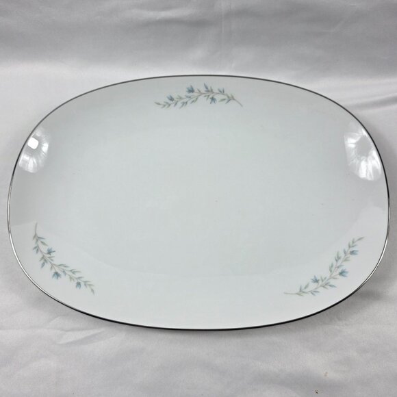 Noritake Tilford Platter White with Blue Flowers & Green Leaves - Picture 1 of 15